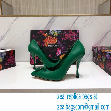 Dolce  &  Gabbana Thin Heel 10.5cm Leather Sicily Pumps Green 2021